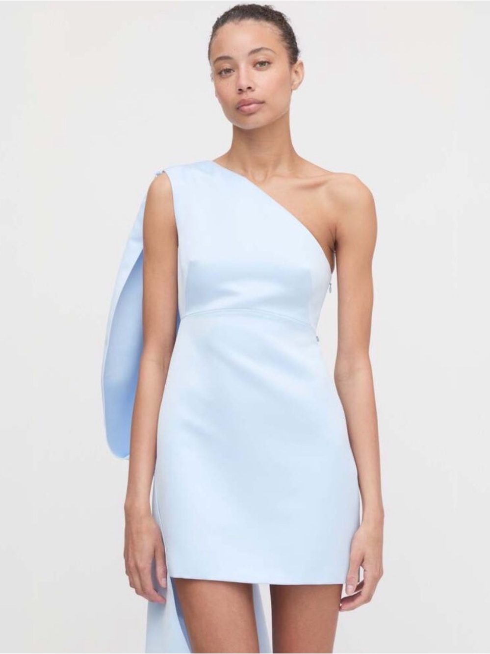 Hill House Pale Blue One-Shoulder Mini Dress